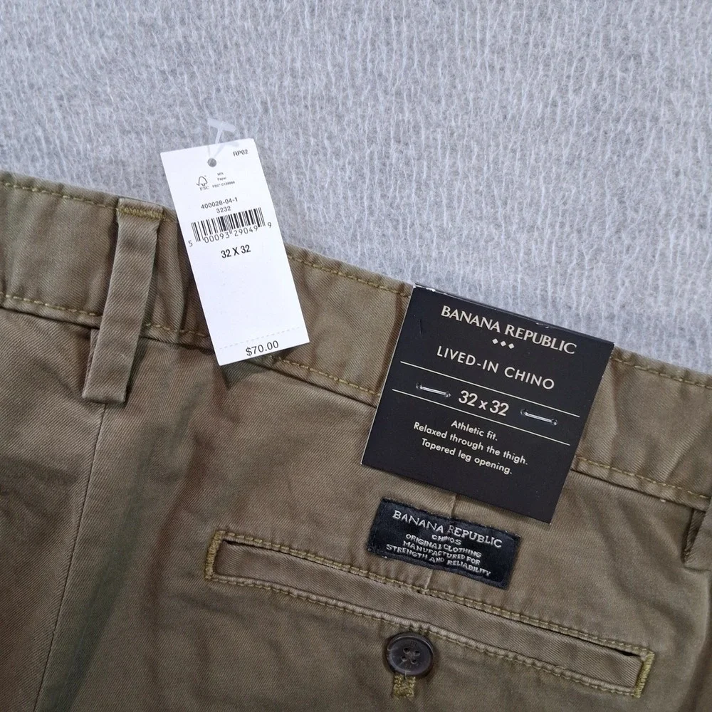 Banana Republic Chino Pants Mens 32x32 Brown Athletic Fit Lived-In Chino